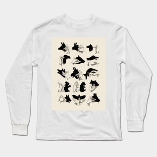 Hand Shadow Puppetry Antique Illustration Long Sleeve T-Shirt